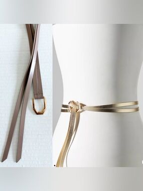 Anthropologie Brown Skinny Double Wrap Belt